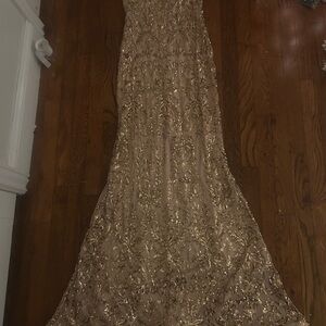 Windsor Gold Sequin Prom Dress